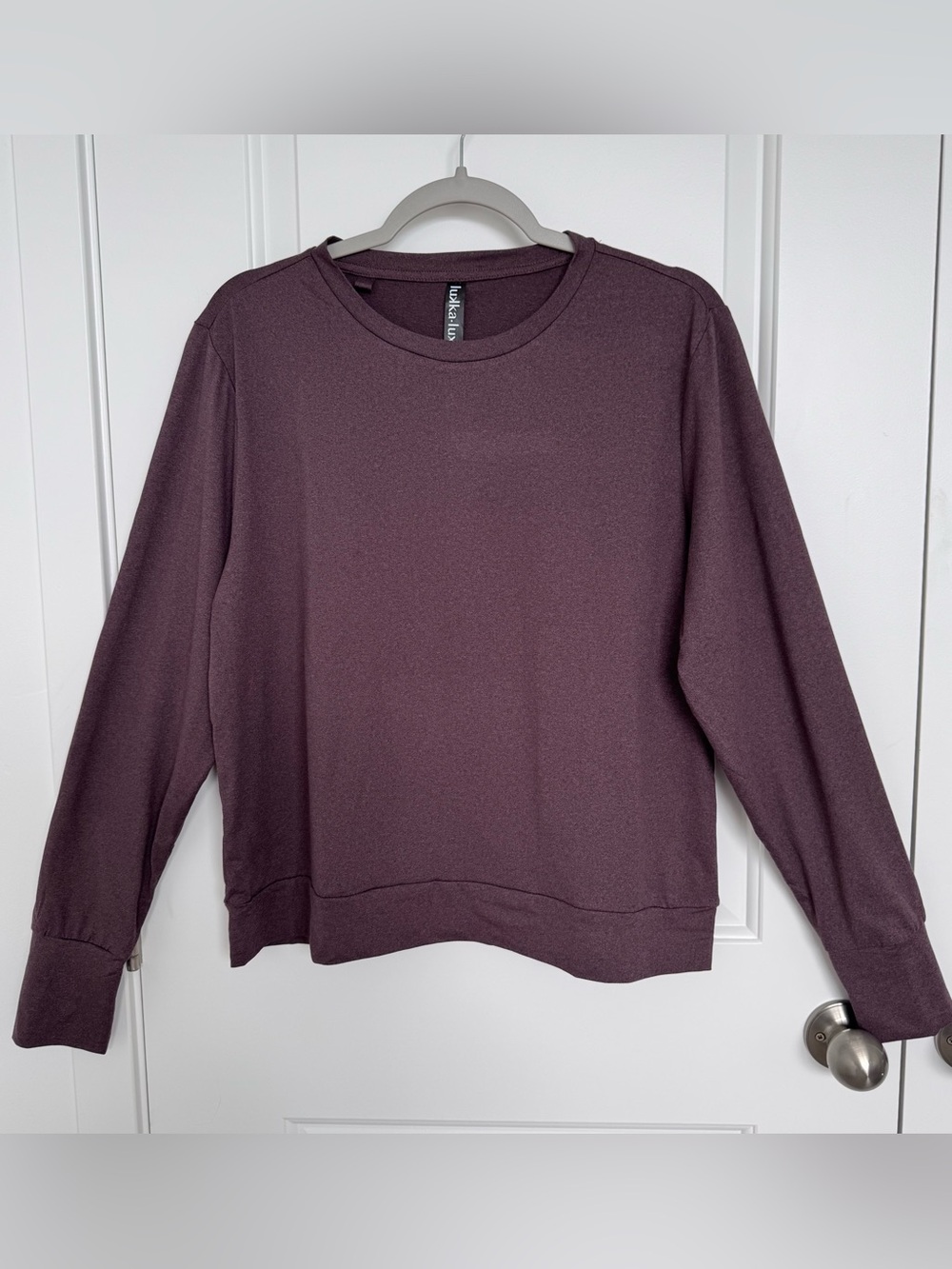 Lukka Lux Women’s Relaxed Fit Crewneck Long sleeve Athletic Active Top in Plum L